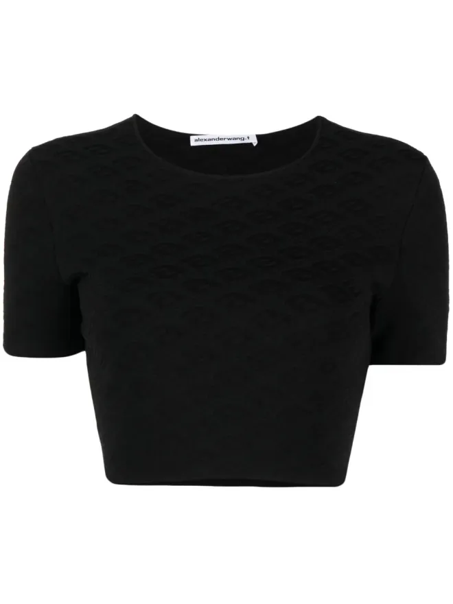 Alexander Wang Alexander Wang ロゴジャカード クロップドTシャツ ブラックの商品画像