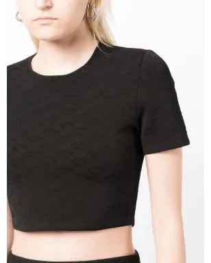 Alexander Wang ロゴジャカード クロップドTシャツ ブラック - サムネイル5