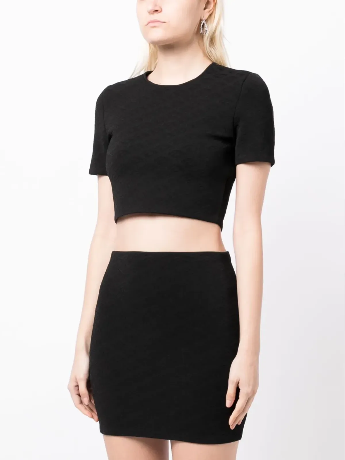 Alexander Wang ロゴジャカード クロップドTシャツ ブラック - 画像3