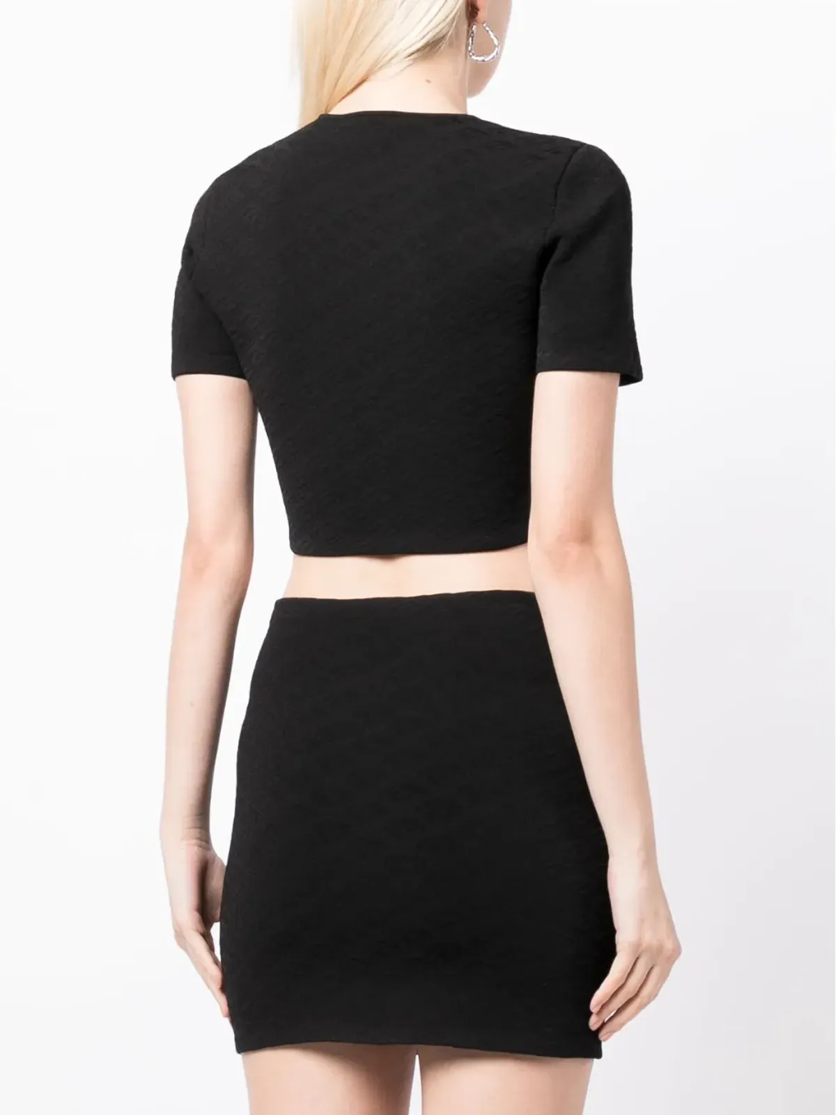 Alexander Wang ロゴジャカード クロップドTシャツ ブラック - 画像4