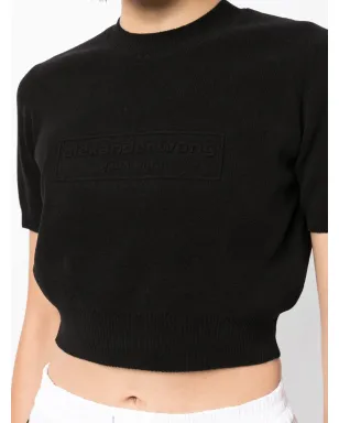 Alexander Wang ロゴエンボス クロップドニットトップ - Black - サムネイル5