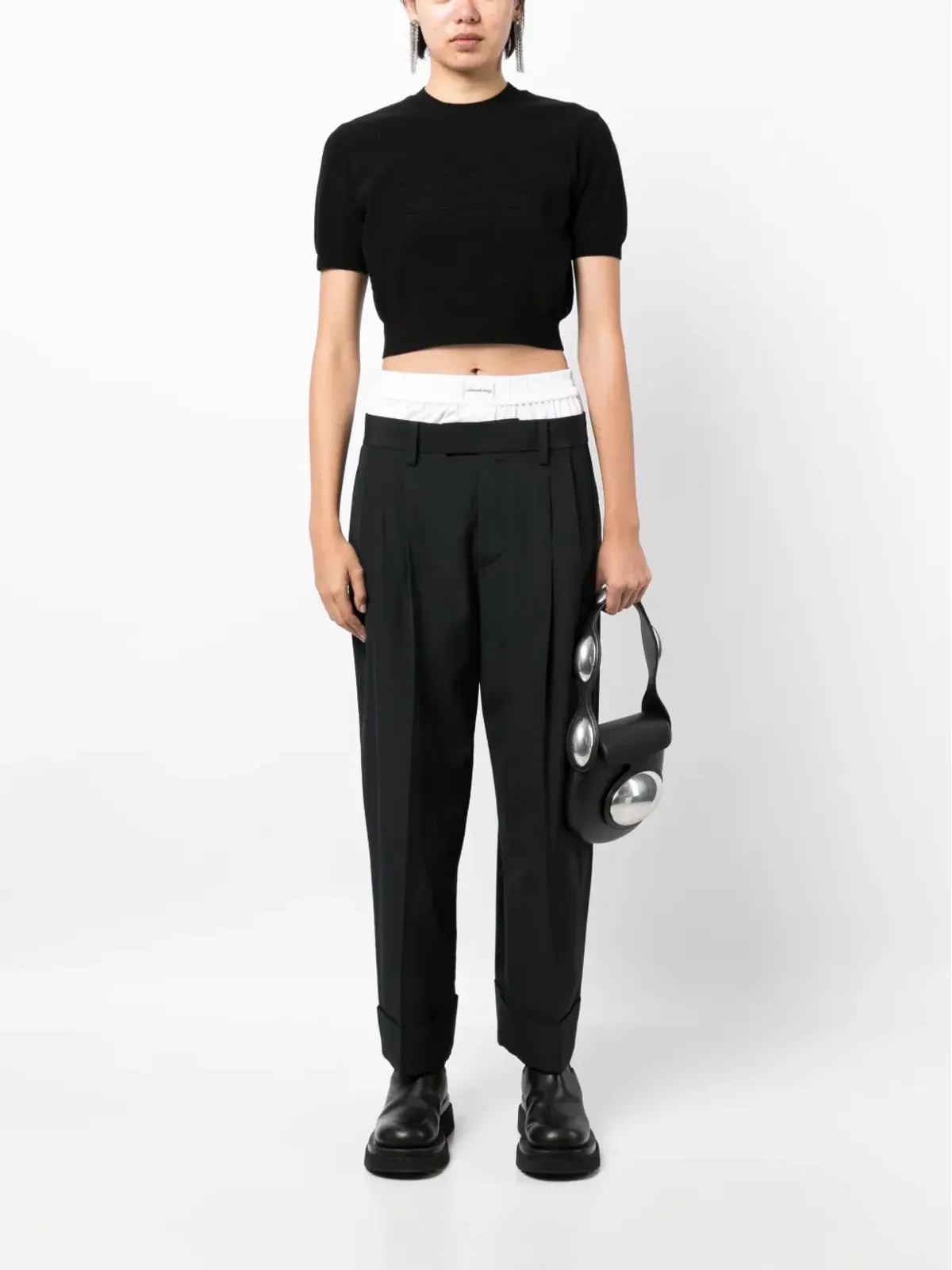 Alexander Wang ロゴエンボス クロップドニットトップ - Black - 画像2