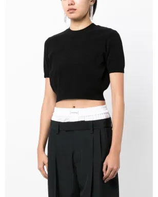 Alexander Wang ロゴエンボス クロップドニットトップ - Black - サムネイル3