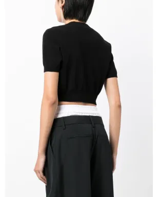 Alexander Wang ロゴエンボス クロップドニットトップ - Black - サムネイル4