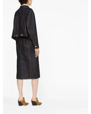 Alexander McQueen コントラストステッチ デニム ミディスカート - サムネイル3