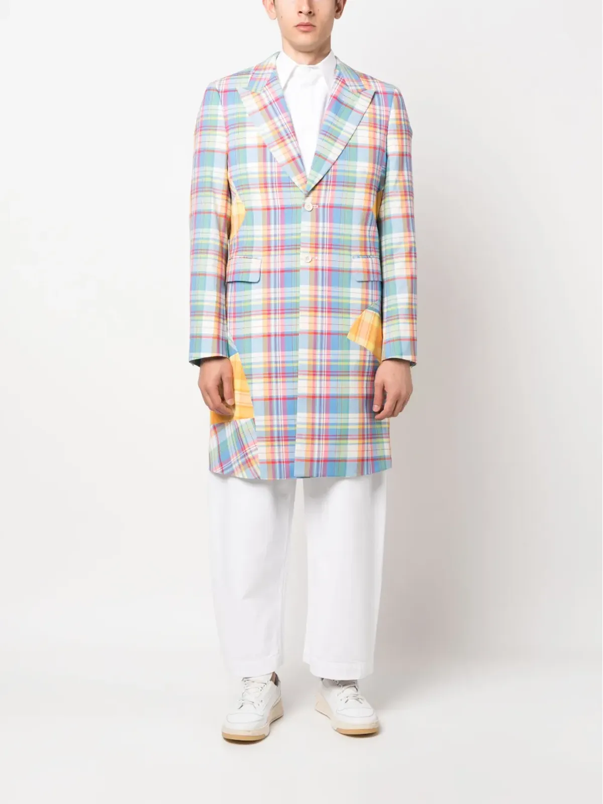 Comme des Garçons Homme Plus plaid patchwork single-breasted coat - Blue - 画像2