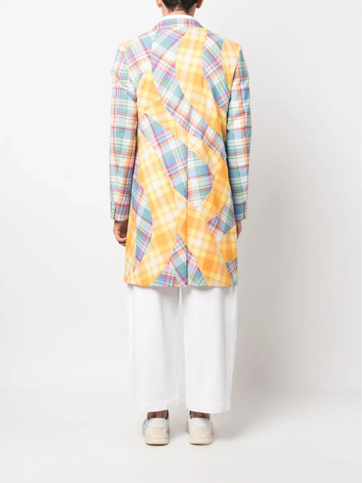 Comme des Garçons Homme Plus plaid patchwork single-breasted coat - Blue - 画像4