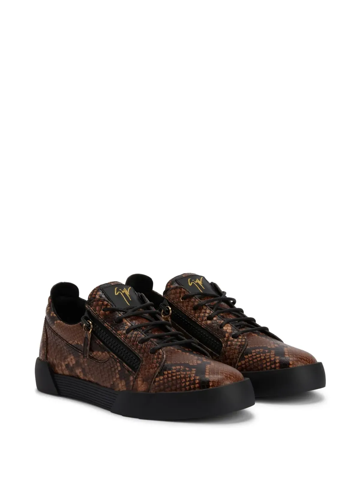 Giuseppe Zanotti フランキー蛇皮プリントレザースニーカー - 画像2
