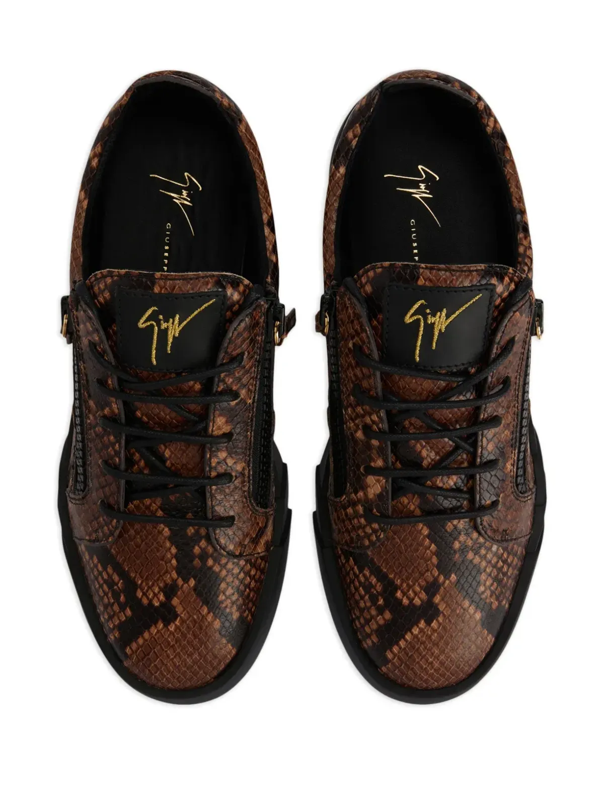 Giuseppe Zanotti フランキー蛇皮プリントレザースニーカー - 画像4