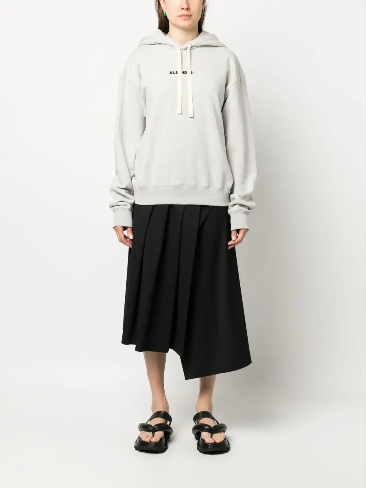 Jil Sander ロゴプリント コットン パーカー - 画像3