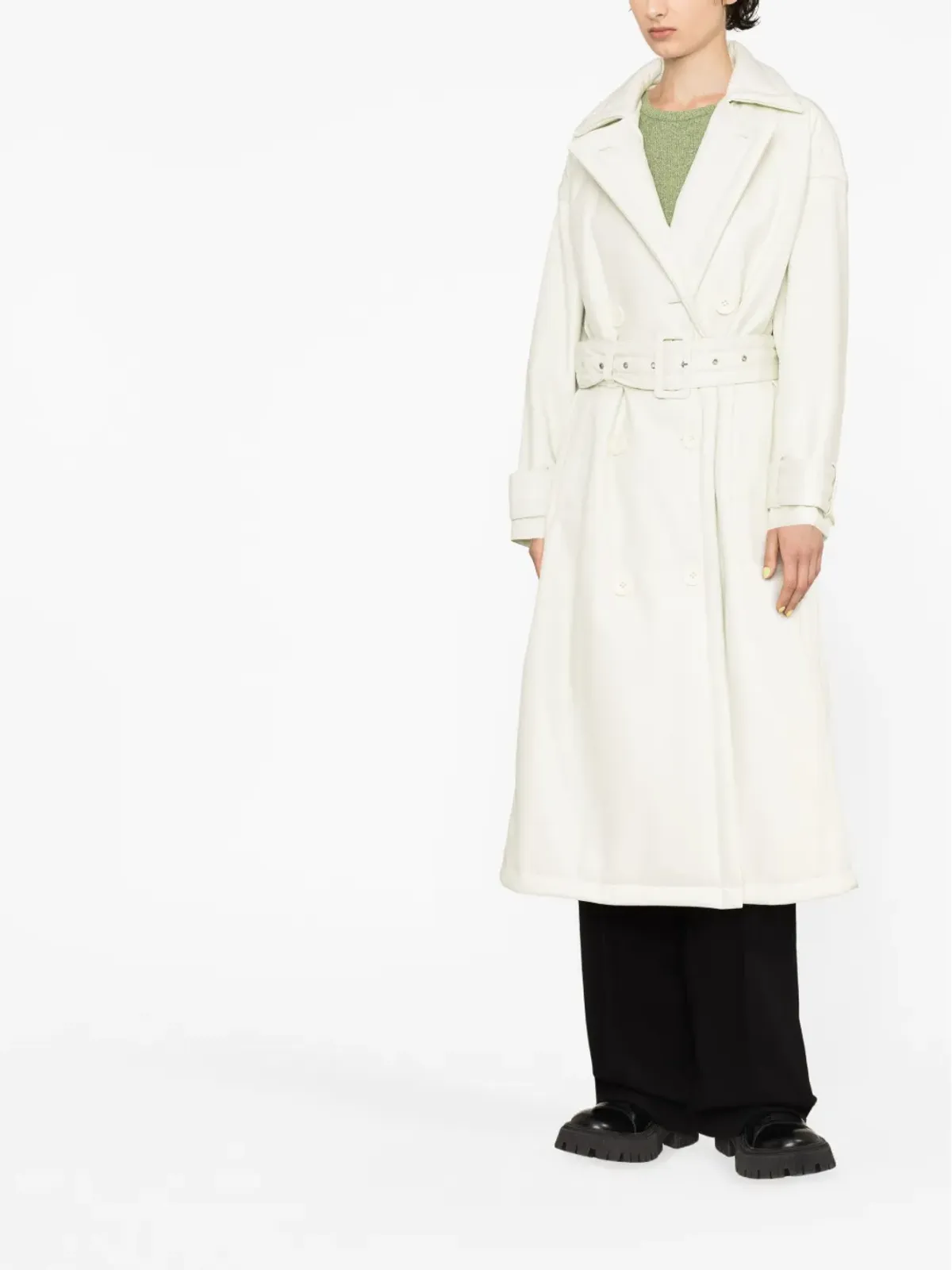 STAND STUDIO Emily double-breasted belted trench coat - Green - 画像2