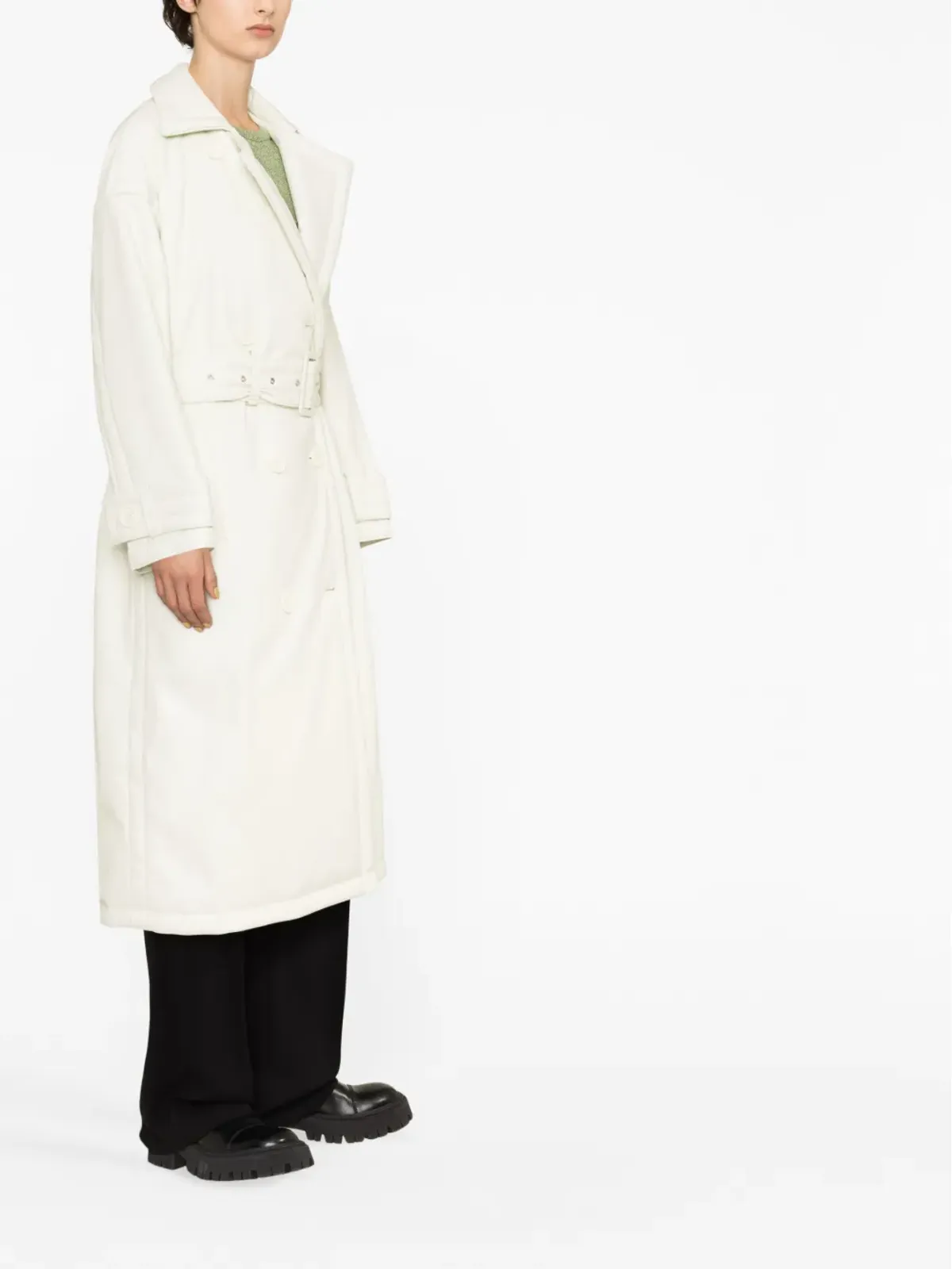 STAND STUDIO Emily double-breasted belted trench coat - Green - 画像4