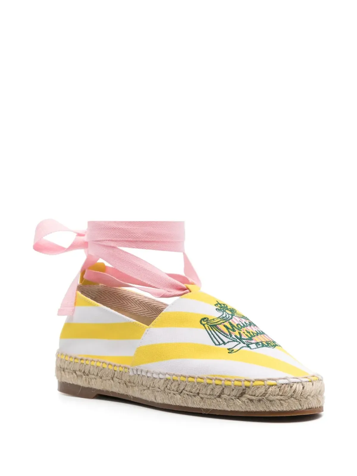 Maison Kitsuné ストライプ レースアップ エスパドリーユ - イエロー - 画像2