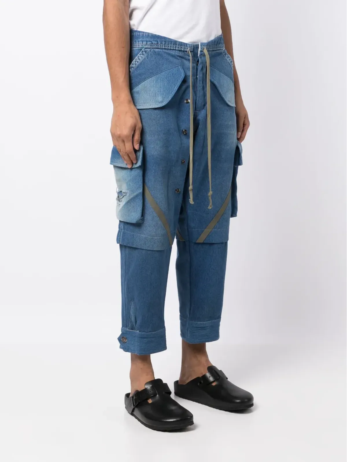 Greg Lauren パネルド テーパードジーンズ - 画像3