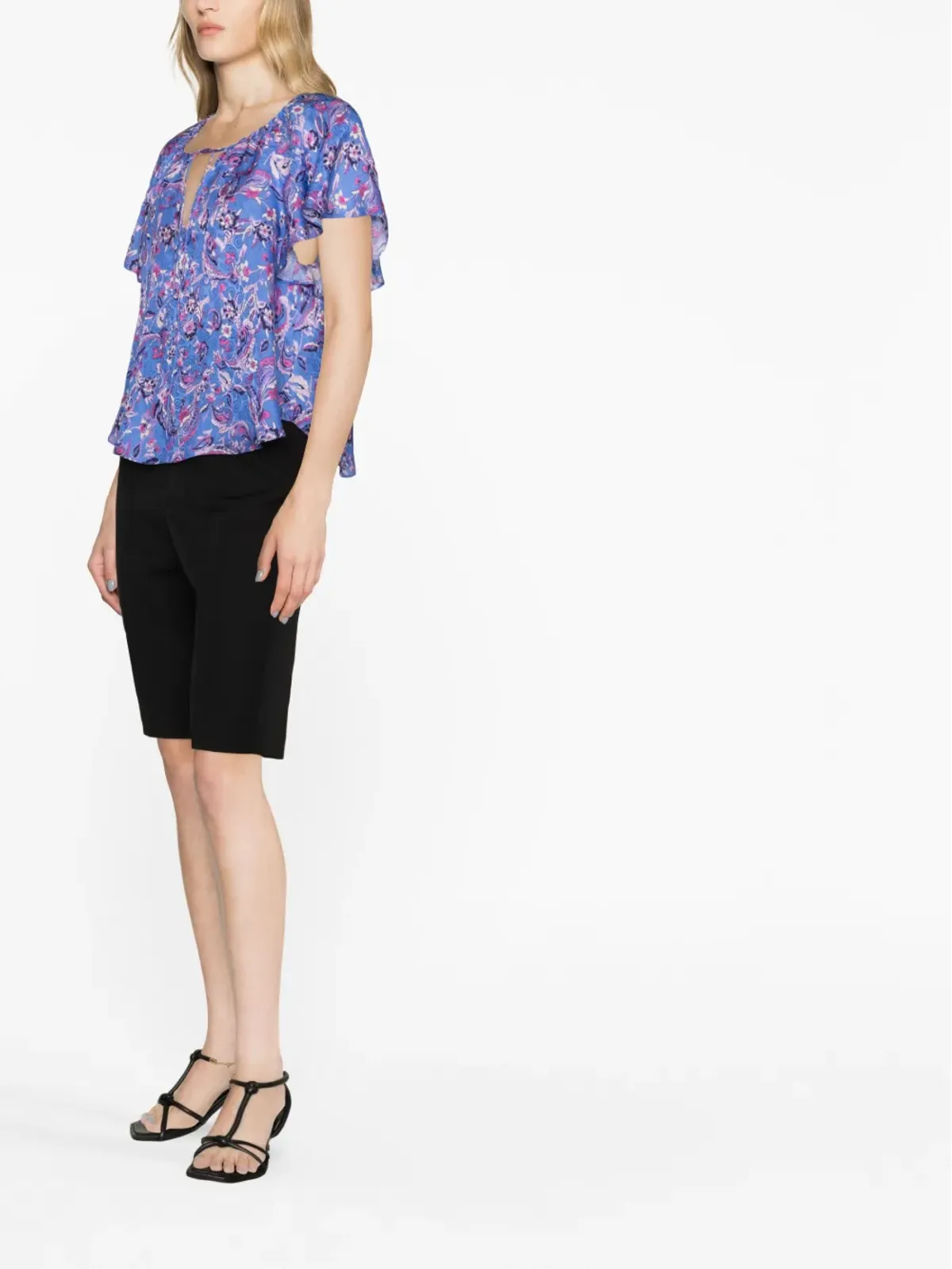 ISABEL MARANT ペネロペ 花柄プリント ブラウス ブルー - 画像4
