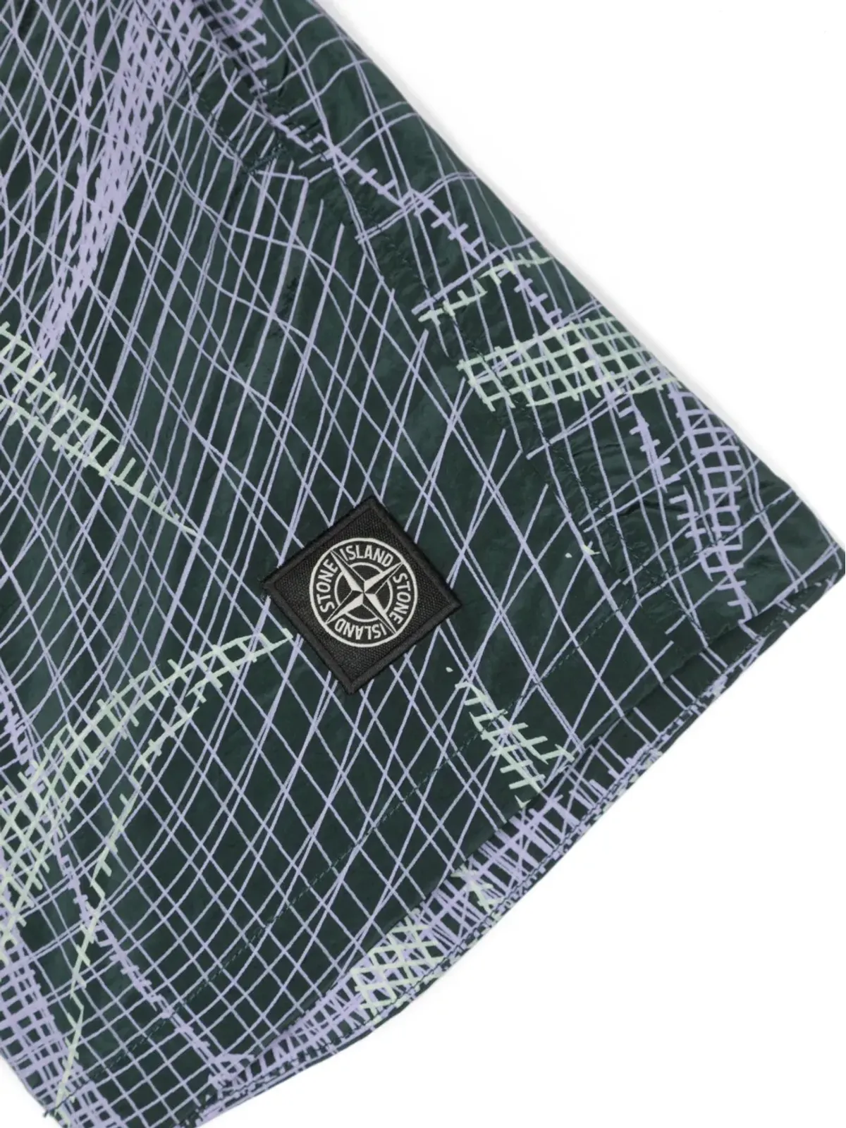 Stone Island Junior Compass-patch abstract-print Swim Shorts - グリーン - 画像3