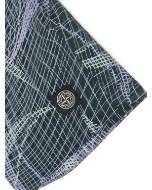 Stone Island Junior Compass-patch abstract-print Swim Shorts - グリーン - サムネイル3