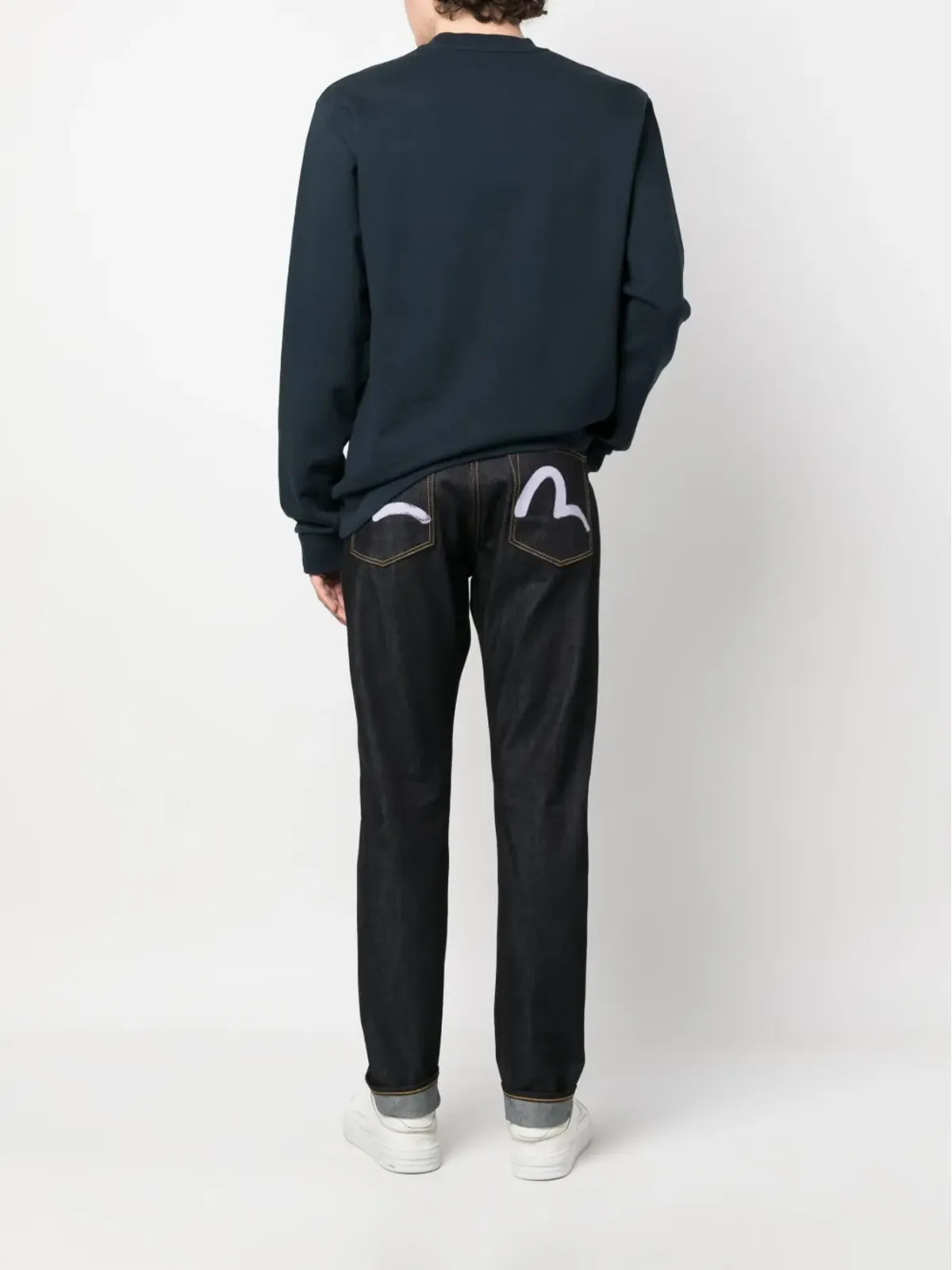 EVISU ロゴプリント テーパードジーンズ - ブラック - 画像2