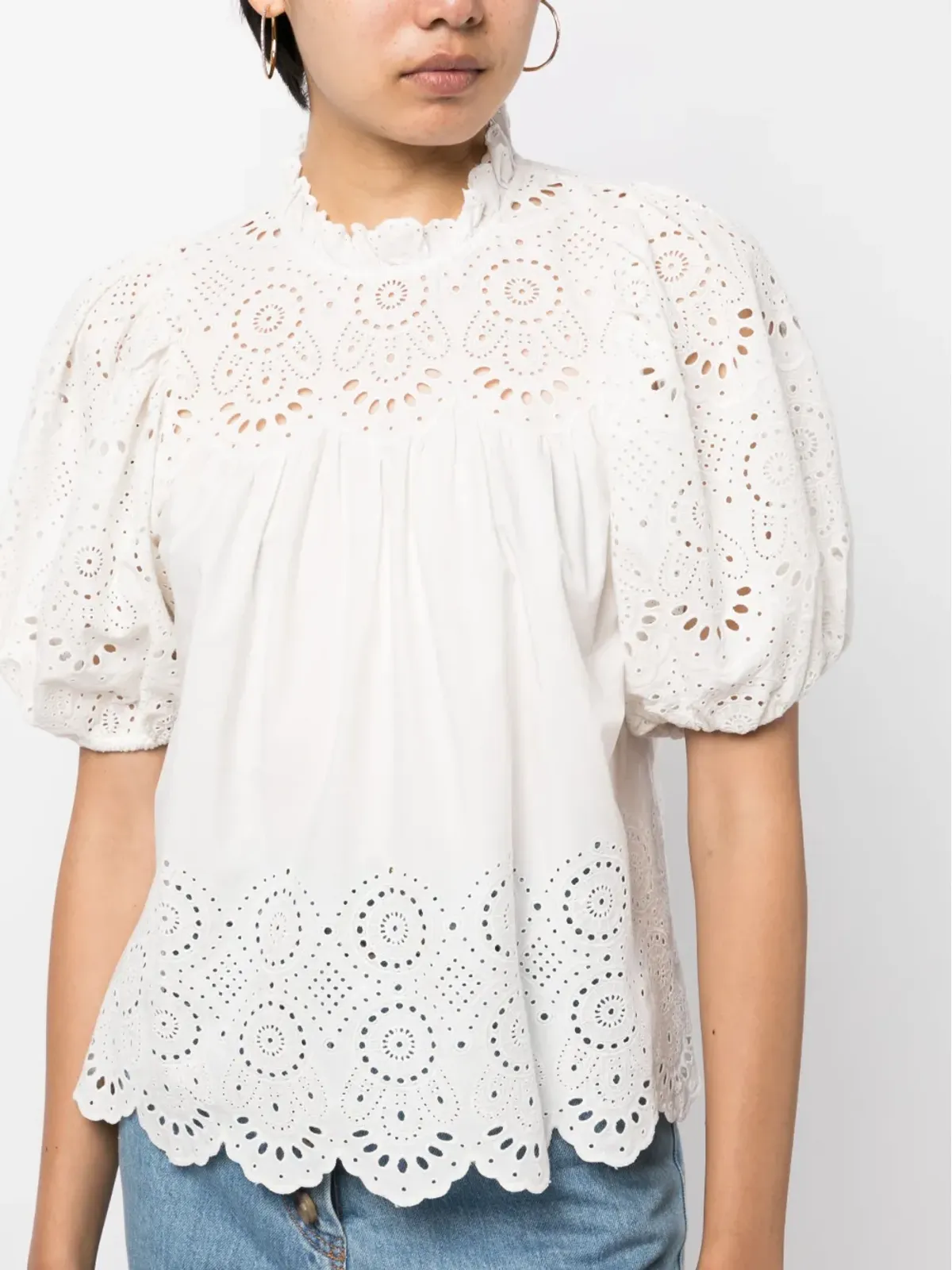 Ulla Johnson パフスリーブコットンブラウス - White - 画像5