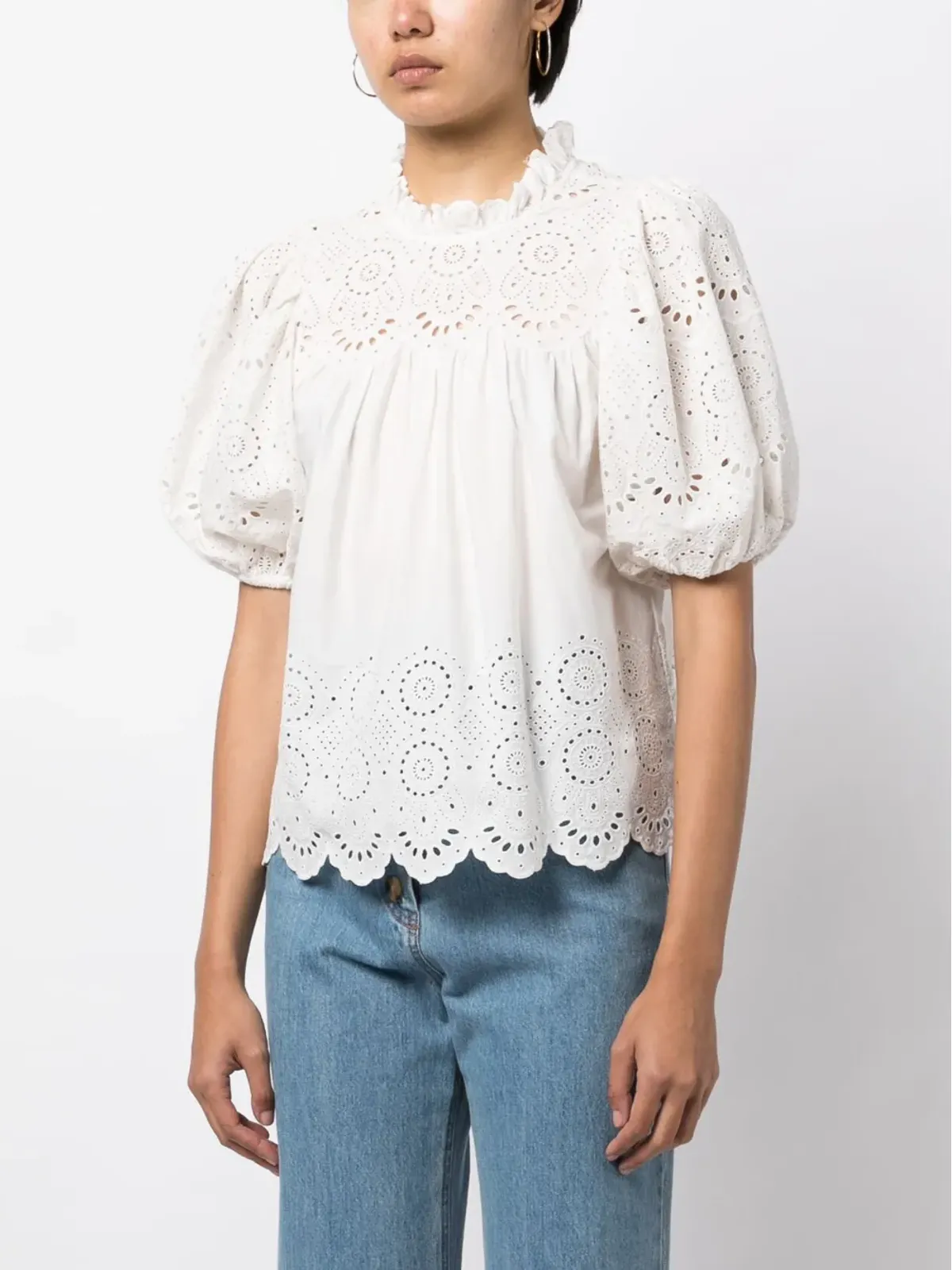 Ulla Johnson パフスリーブコットンブラウス - White - 画像3
