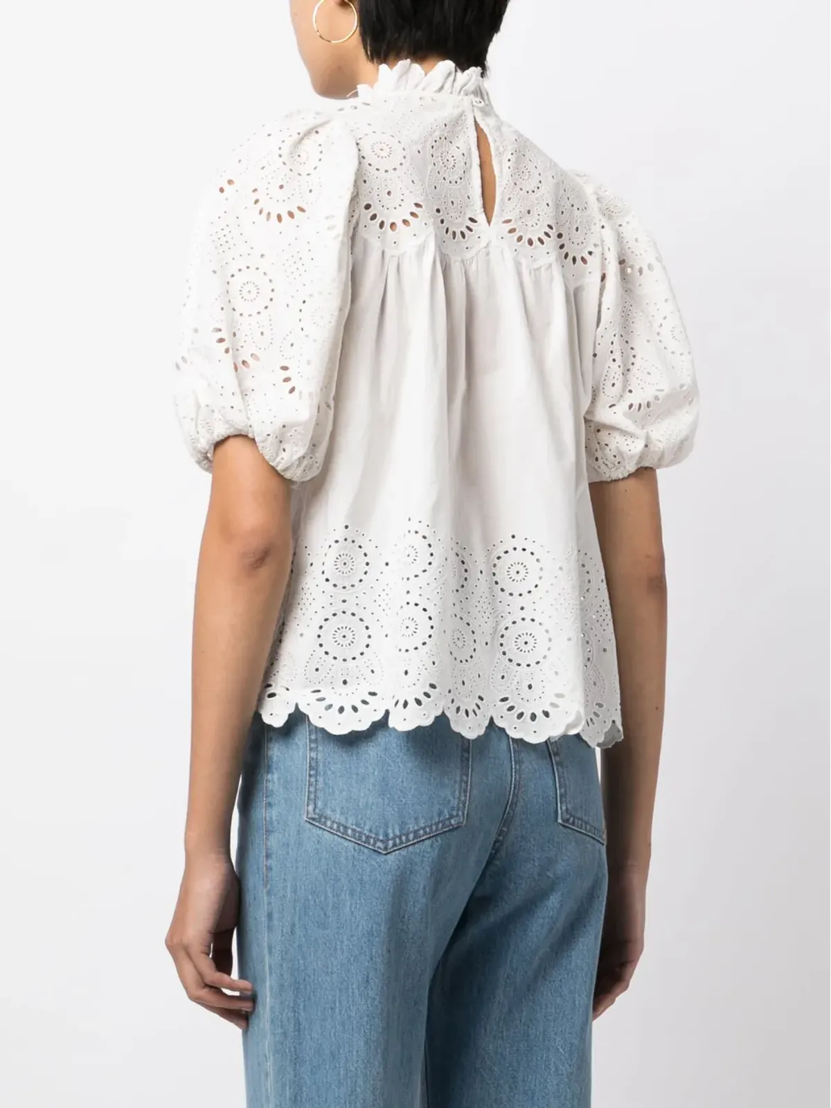 Ulla Johnson パフスリーブコットンブラウス - White - 画像4