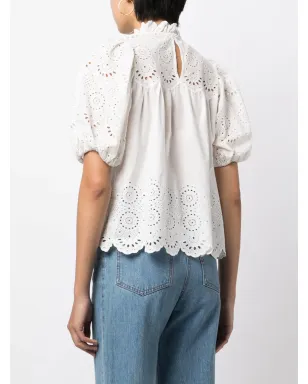 Ulla Johnson パフスリーブコットンブラウス - White - サムネイル4