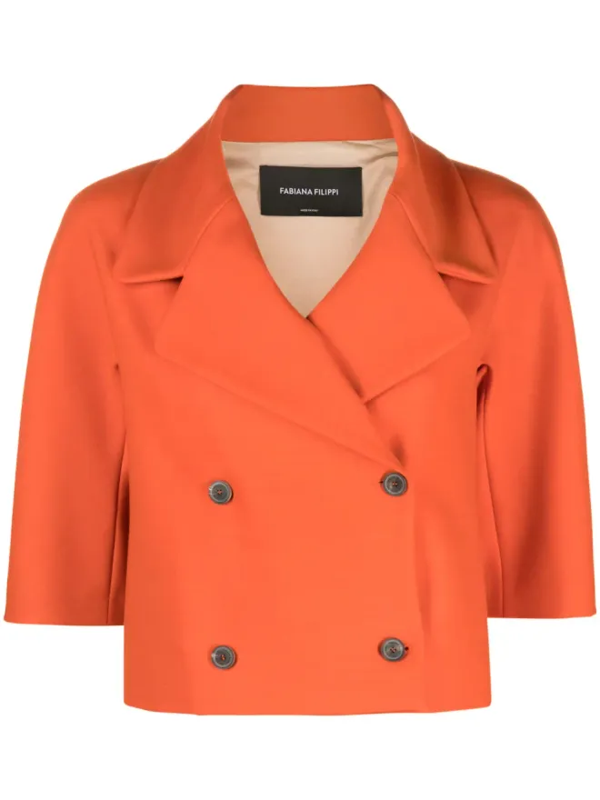 Fabiana Filippi Fabiana Filippi バーントオレンジのクロップド ダブルブレストジャケットの商品画像
