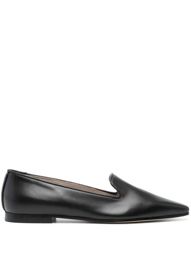 Fabiana Filippi Fabiana Filippi rhinestone-embellished leather loafers - Blackの商品画像