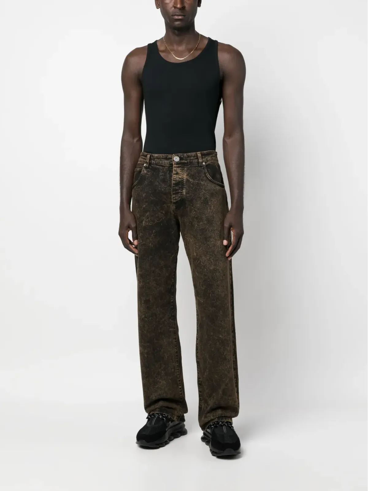 Balmain ダメージ加工デニムジーンズ - ブラック - 画像2