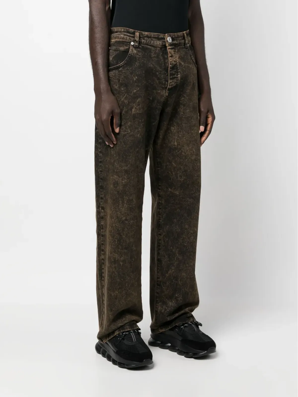Balmain ダメージ加工デニムジーンズ - ブラック - 画像3