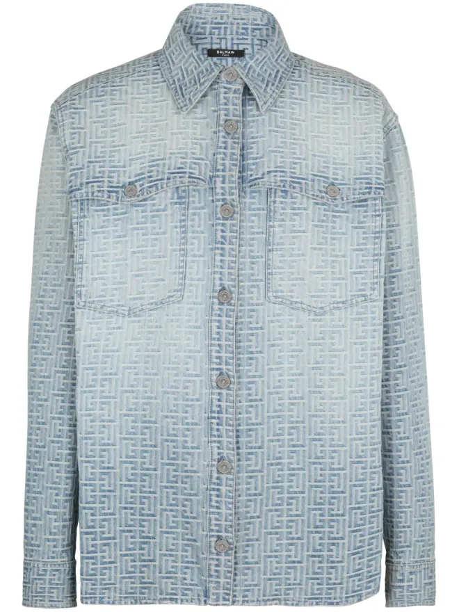 BALMAIN Balmain モノグラムジャカード コットンシャツの商品画像