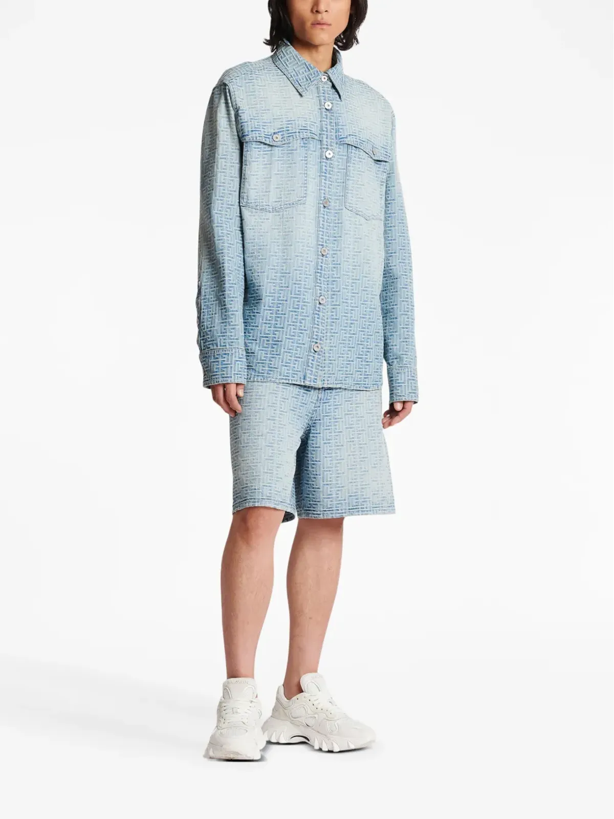 Balmain モノグラムジャカード コットンシャツ - 画像2