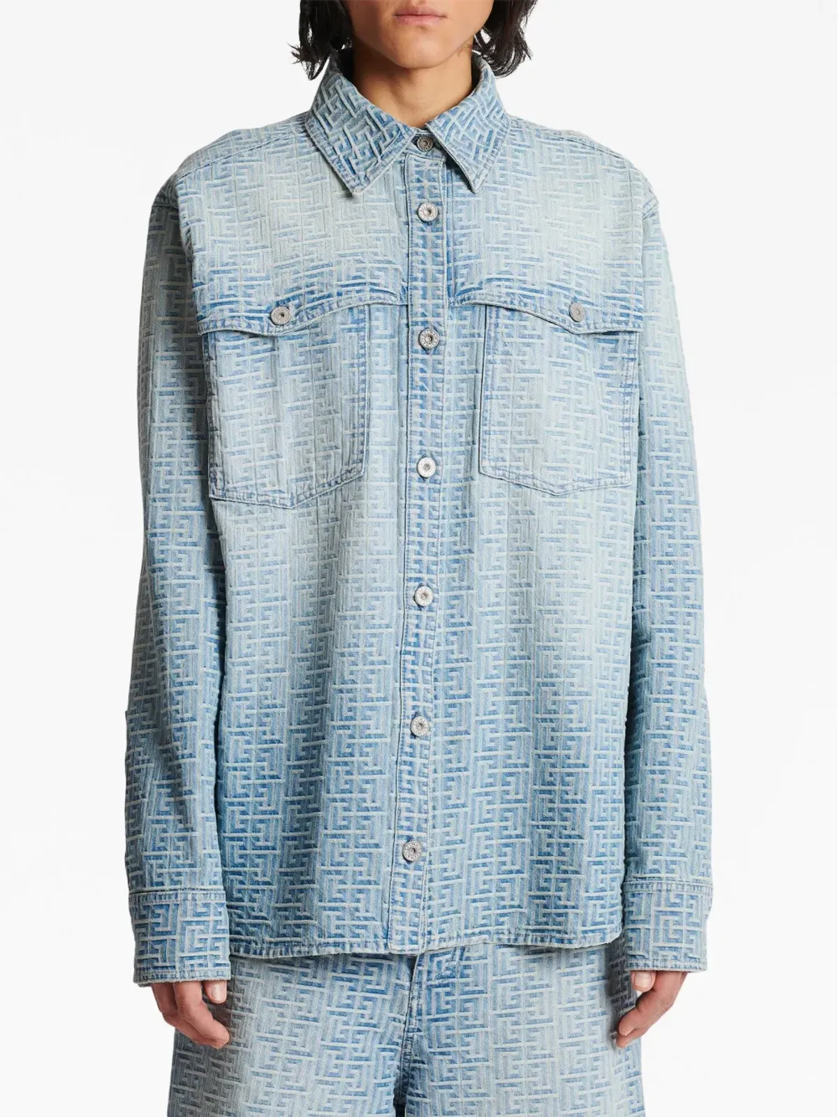 Balmain モノグラムジャカード コットンシャツ - 画像4