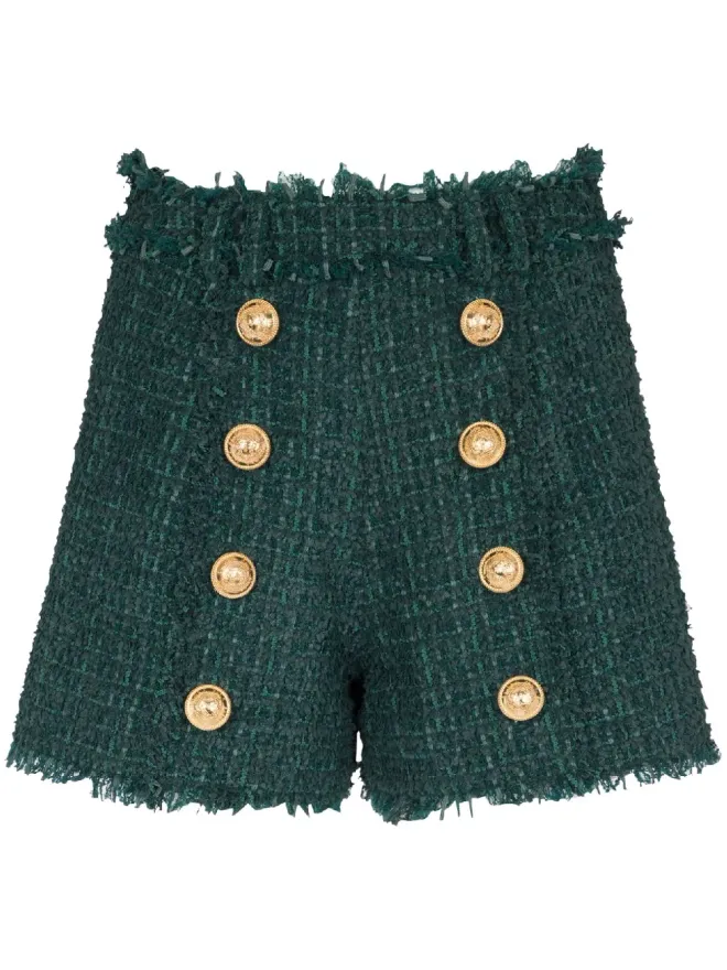 BALMAIN Balmain ボタンディテール ツイードショーツの商品画像