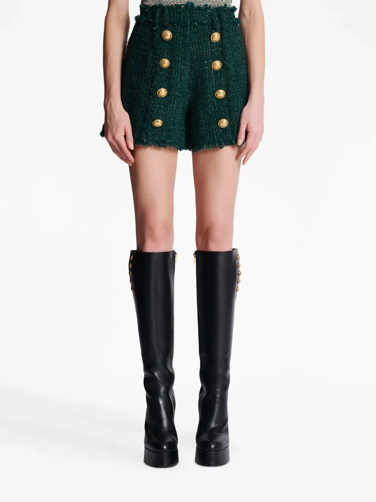 Balmain ボタンディテール ツイードショーツ - 画像5