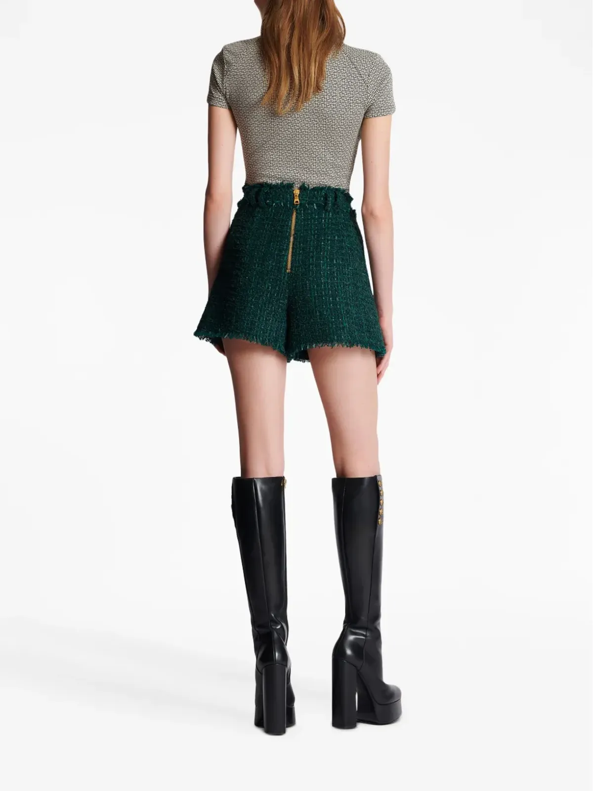 Balmain ボタンディテール ツイードショーツ - 画像4