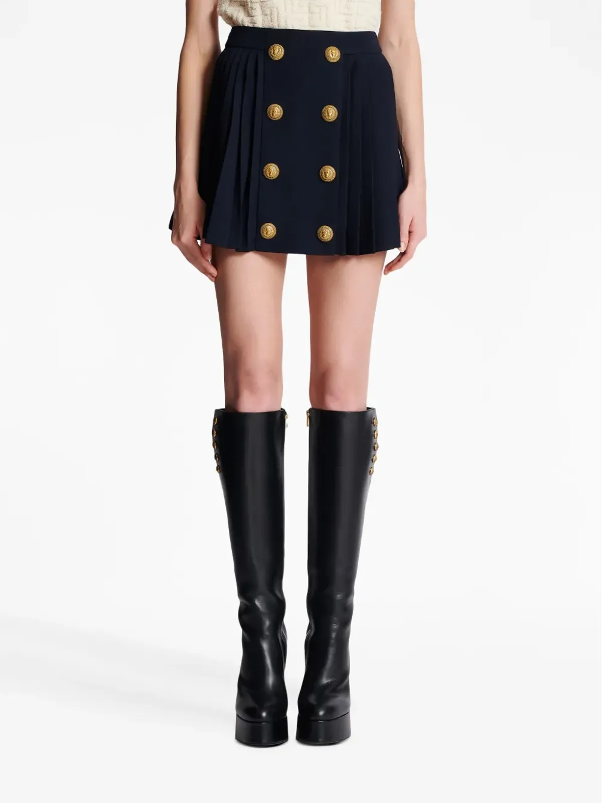 Balmain ボタンディテール付きプリーツミニスカート - 画像5