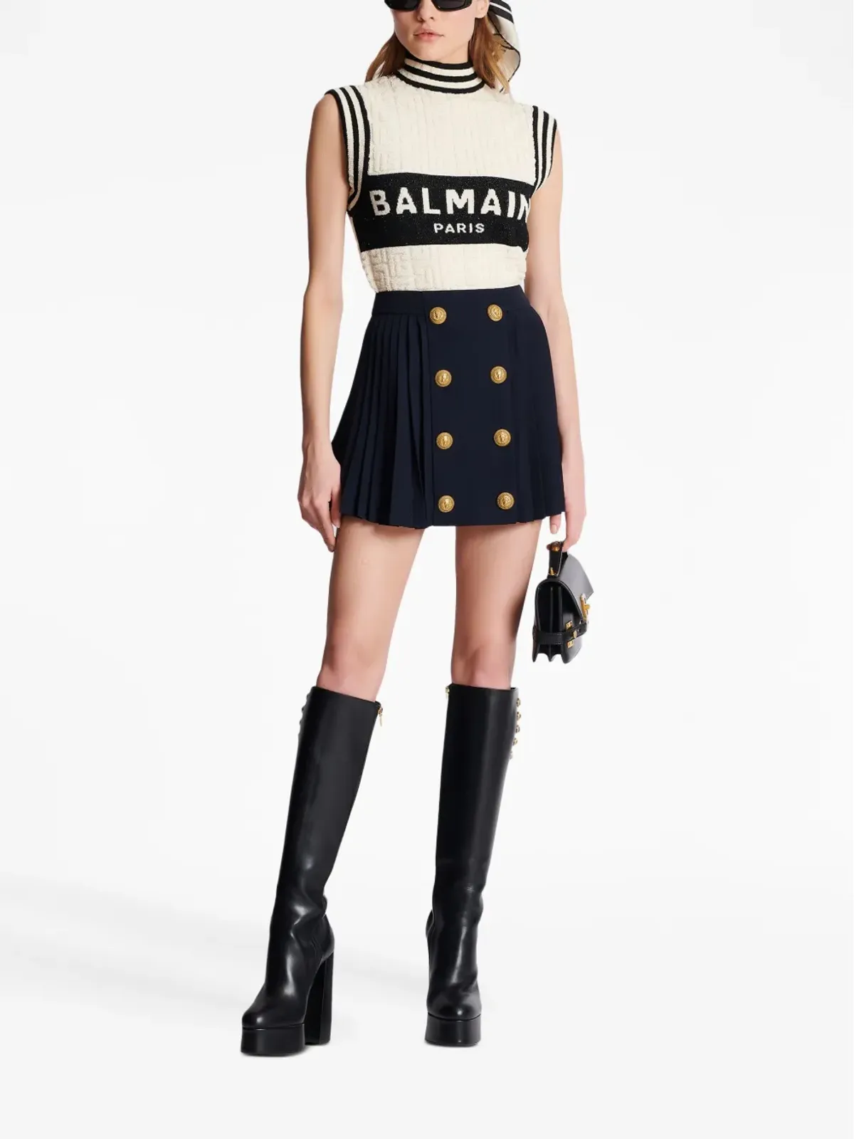 Balmain ボタンディテール付きプリーツミニスカート - 画像2