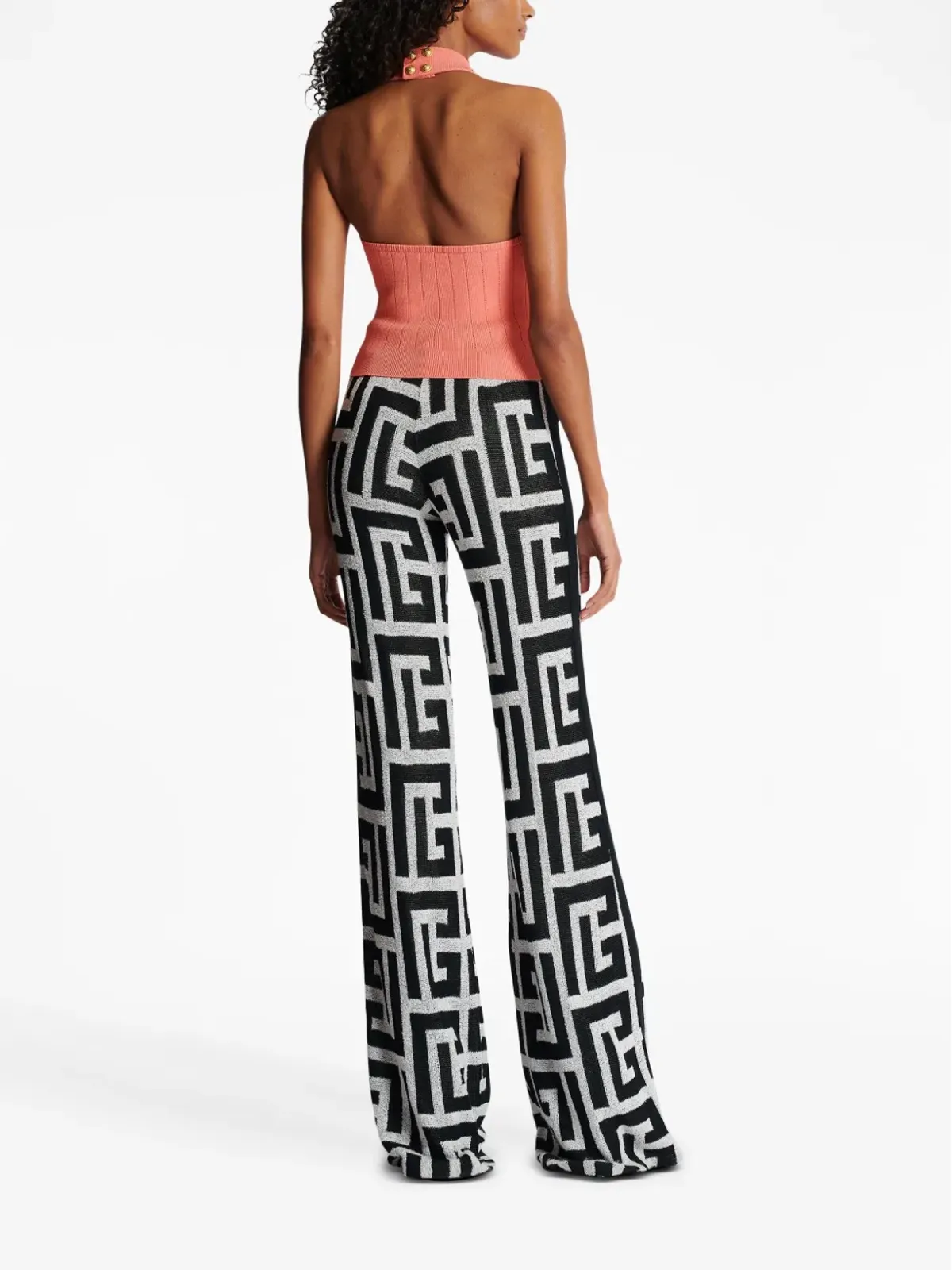 Balmain オレンジのホルターネックニットトップ - 画像3