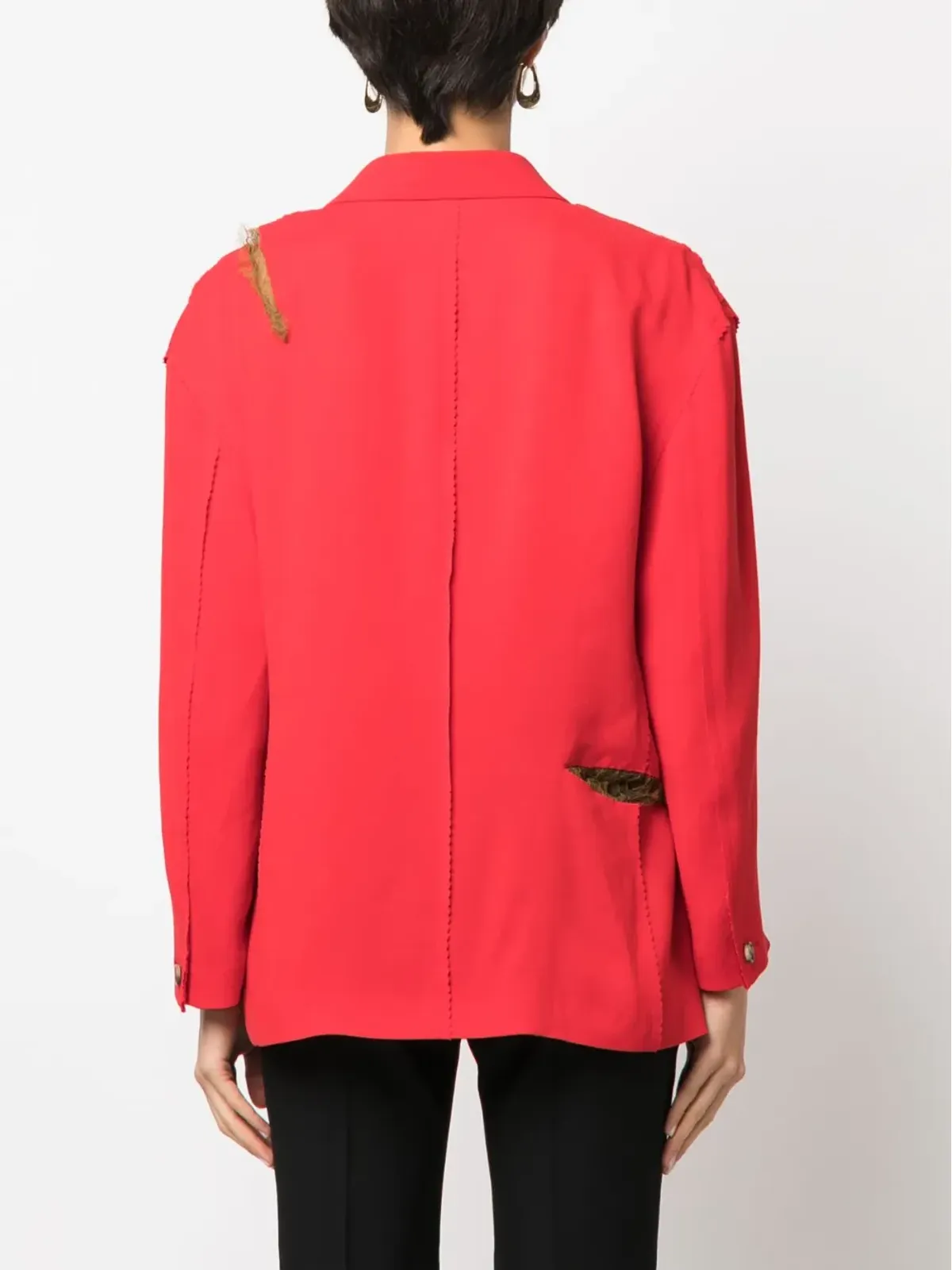Undercover ボックス型 ダメージ加工 チュールトリム ブレザー - 画像4