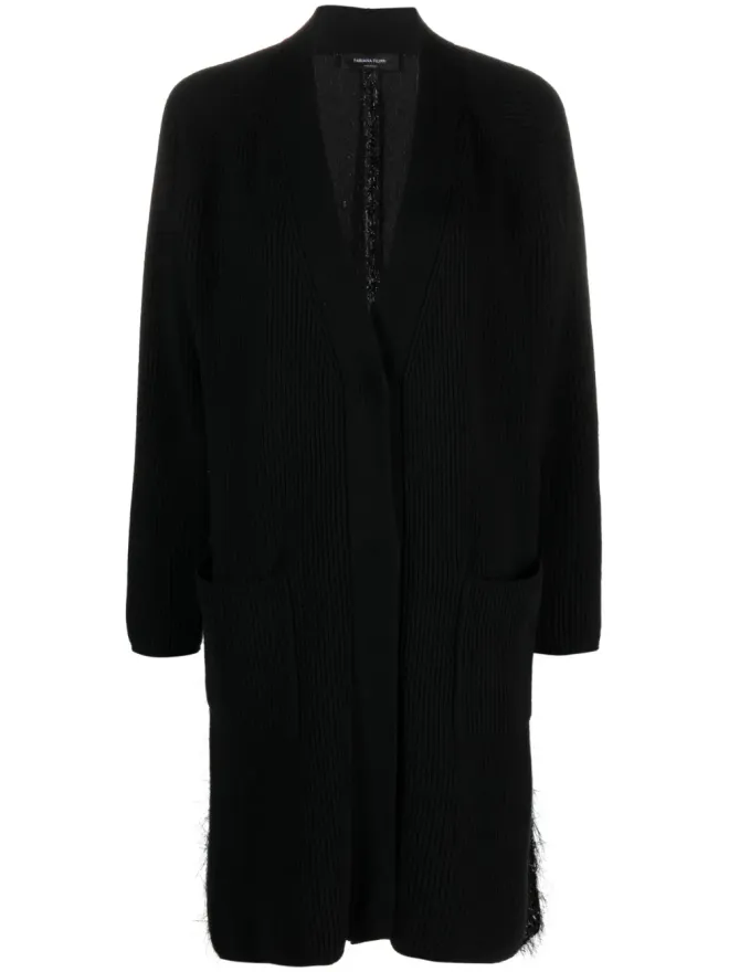 Fabiana Filippi Fabiana Filippi ブークレディテール入り 編みニット・カーデコート ブラックの商品画像