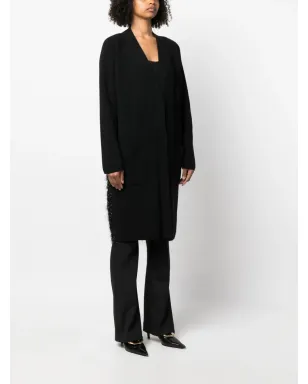 Fabiana Filippi ブークレディテール入り 編みニット・カーデコート ブラック - サムネイル3
