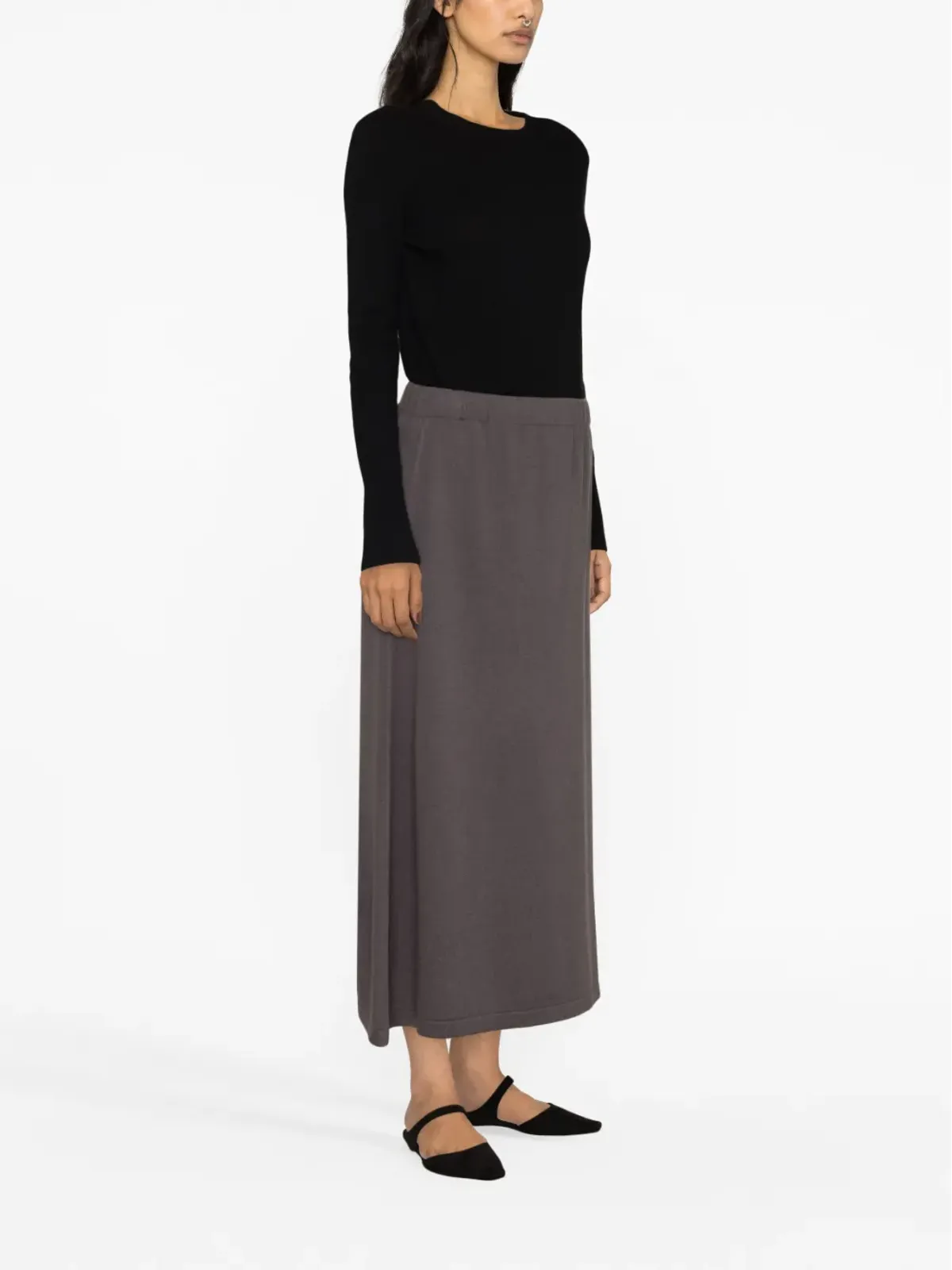 Fabiana Filippi ribbed-knit midi skirt - Grey - 画像3