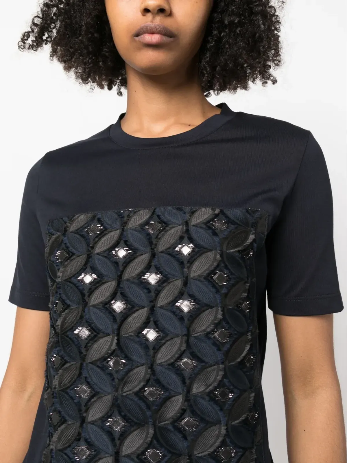 Fabiana Filippi パターンジャカード柄 クルーネック Tシャツ - 画像5