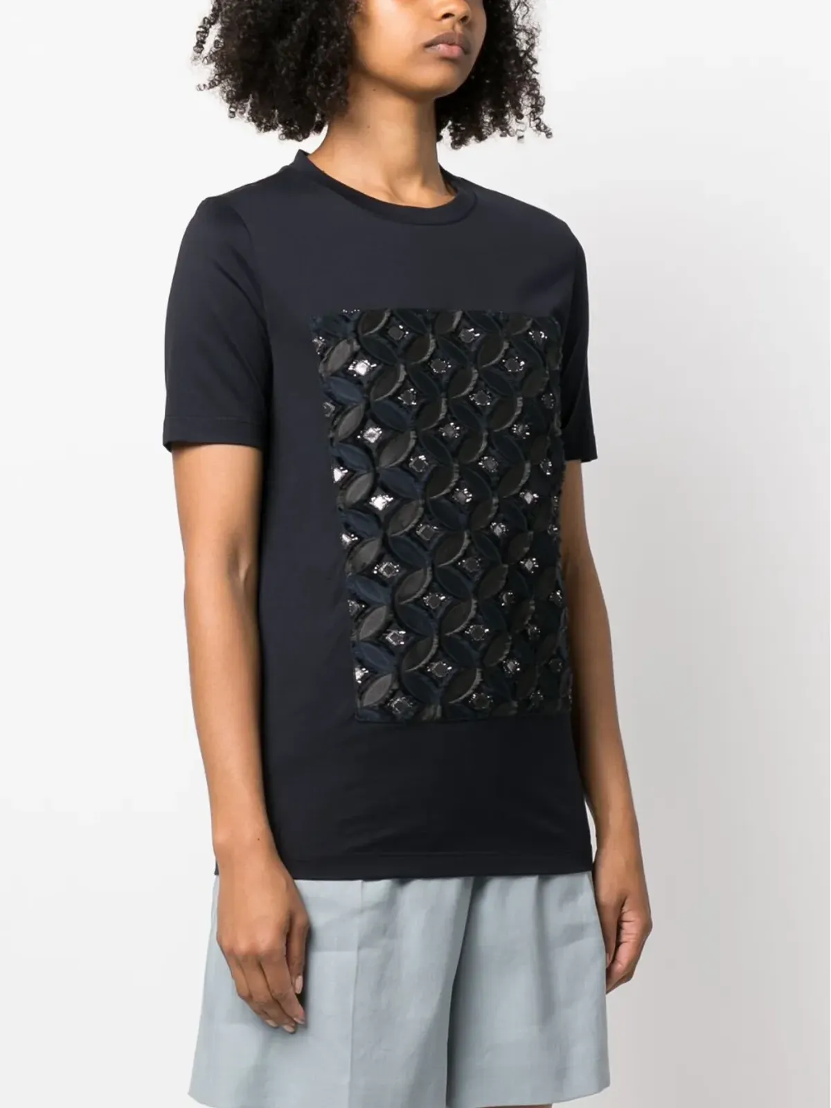 Fabiana Filippi パターンジャカード柄 クルーネック Tシャツ - 画像3