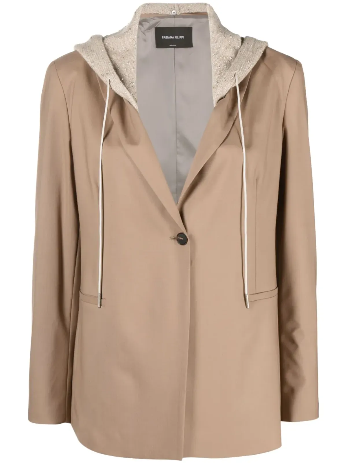 Fabiana Filippi hooded single-breasted blazer - Brown - 画像1