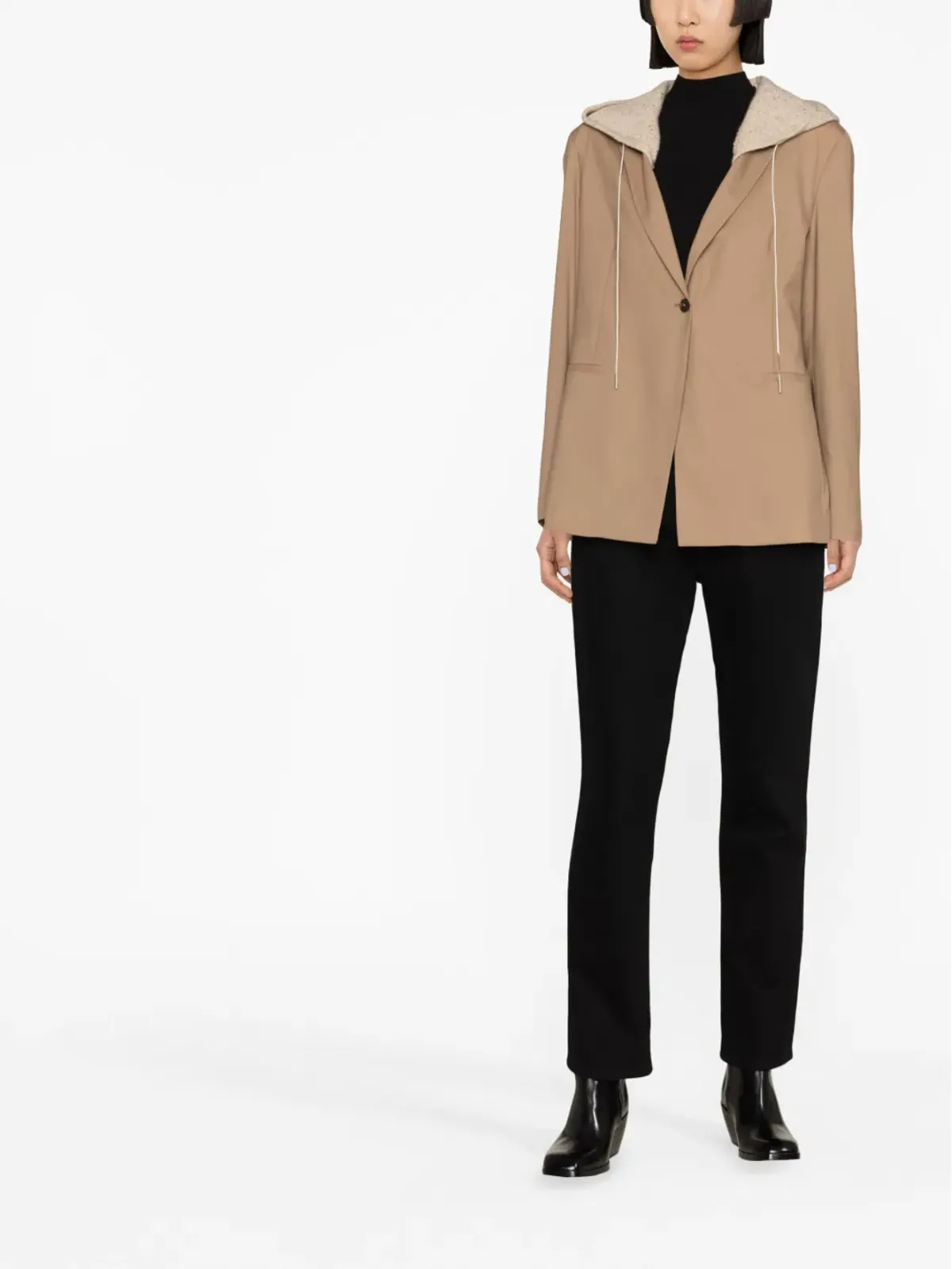 Fabiana Filippi hooded single-breasted blazer - Brown - 画像2