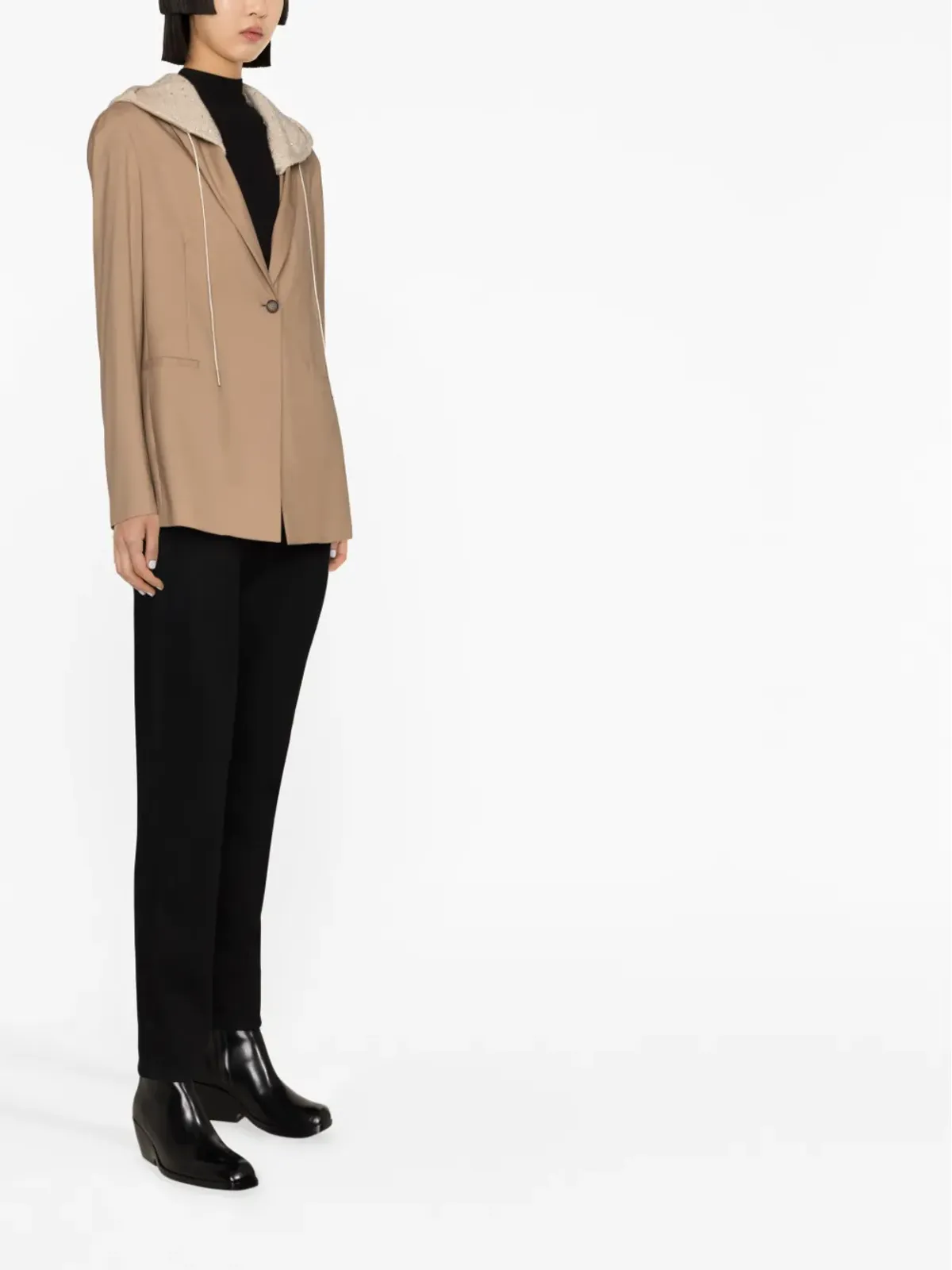 Fabiana Filippi hooded single-breasted blazer - Brown - 画像3