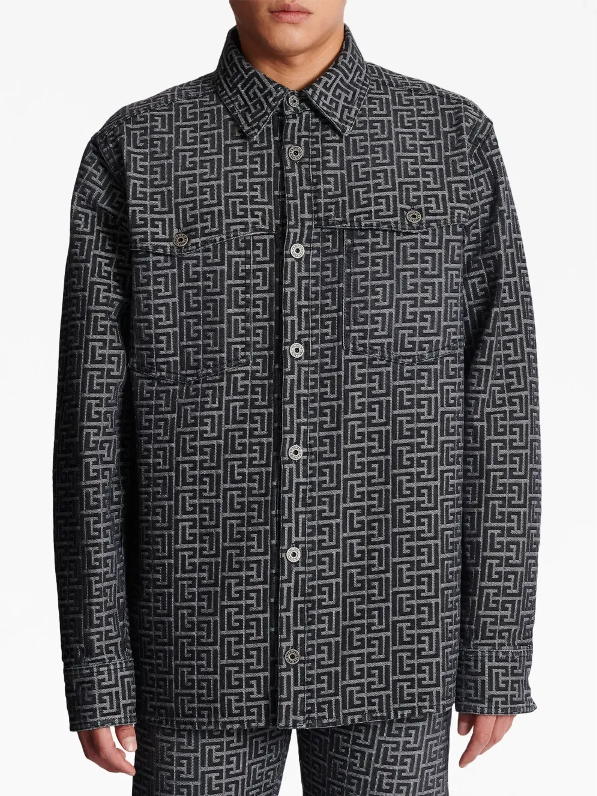 Balmain モノグラムジャカードデニムシャツ - 画像5