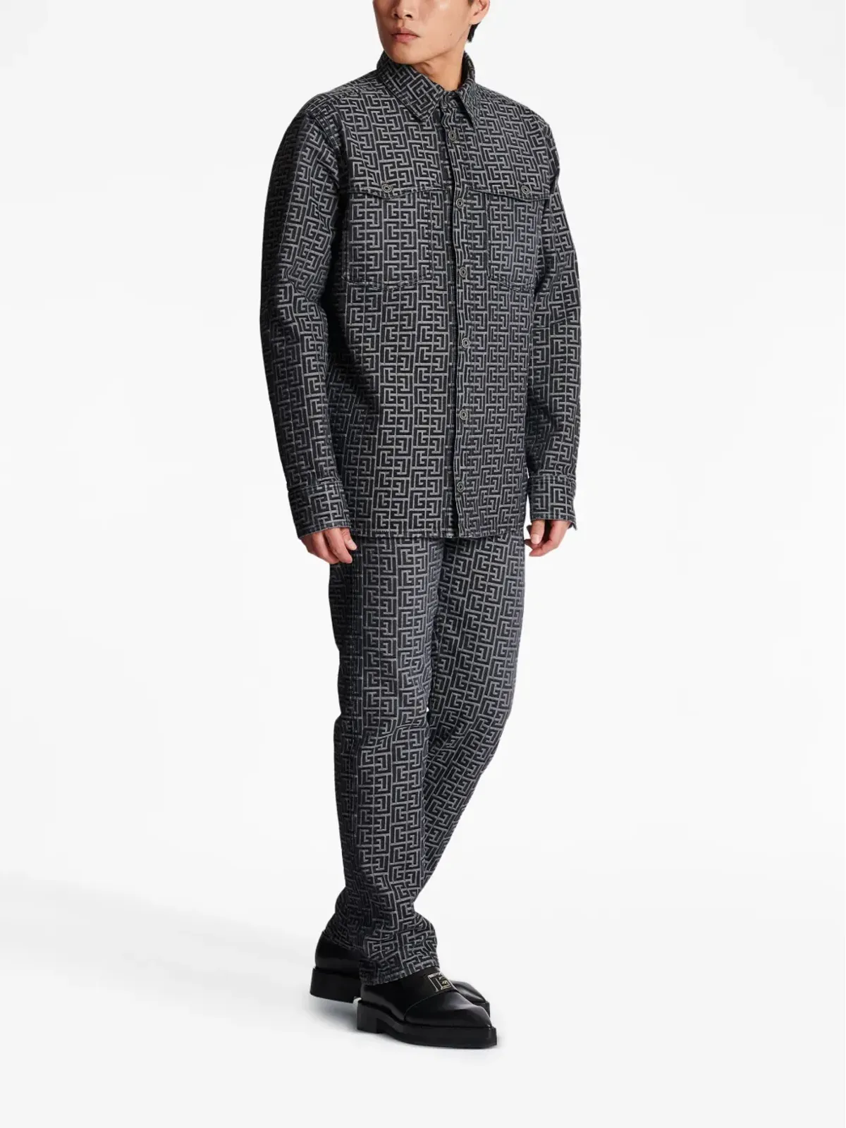 Balmain モノグラムジャカードデニムシャツ - 画像3